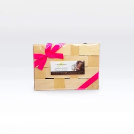 Coffret bois assortiment nougat tendre Blanc de Provence et enrobé chocolat 200g